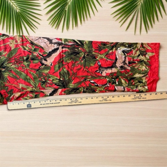 LILKA Anthropologie Doting Deer Red Green Jungle Lounge Pants - Size S - Picture 10 of 15